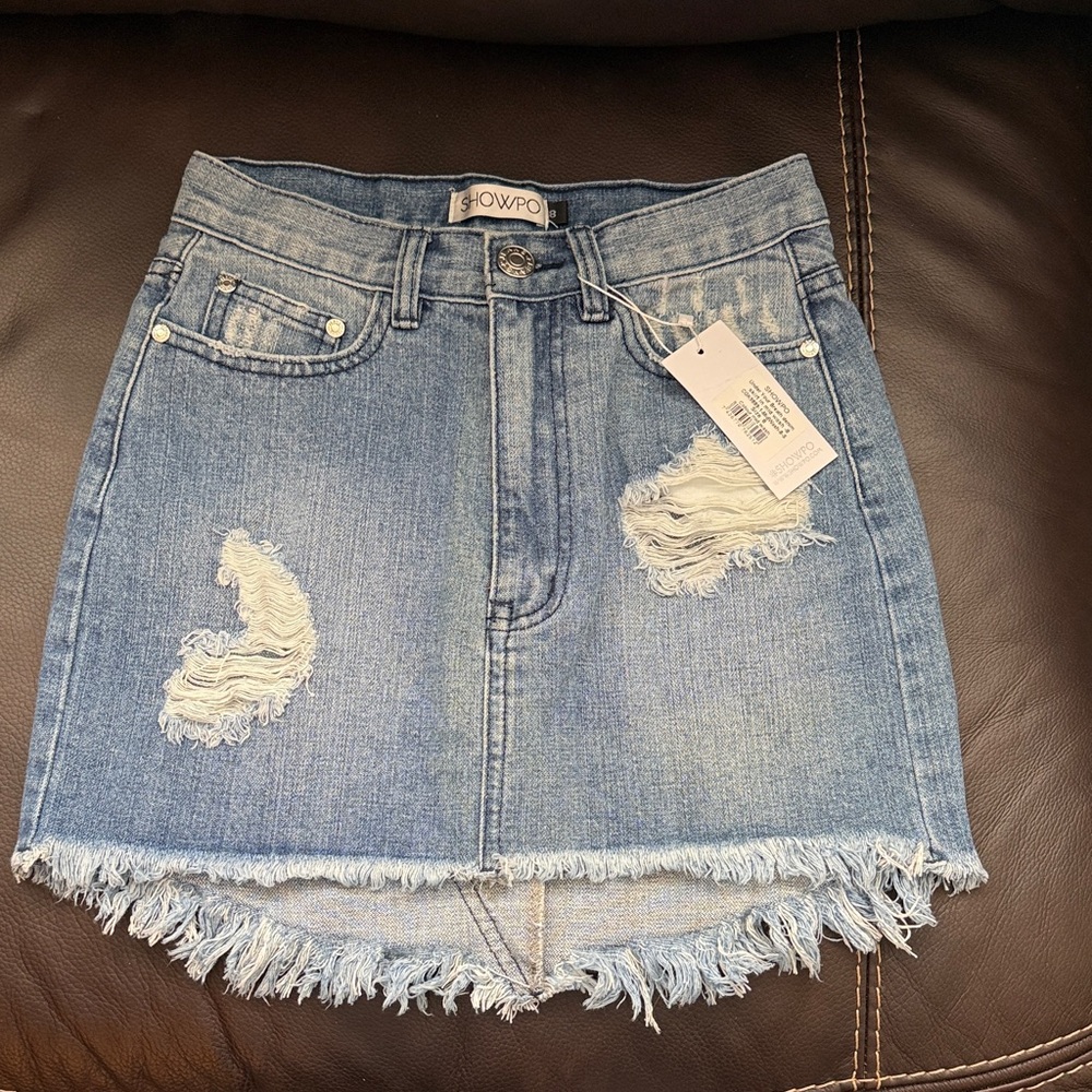 Showpo Distressed Denim Pencil Skirt